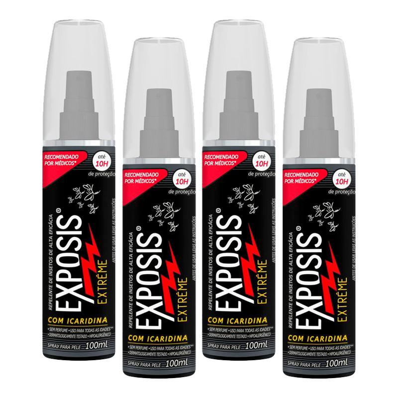 Kit 4 Repelente Exposis Extreme Spray Sem Perfume 100ml	 - Home & Living
