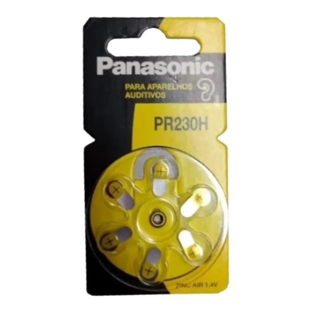 Bateria Panasonic Pr230h P/ Aparelho Auditivo C/06.