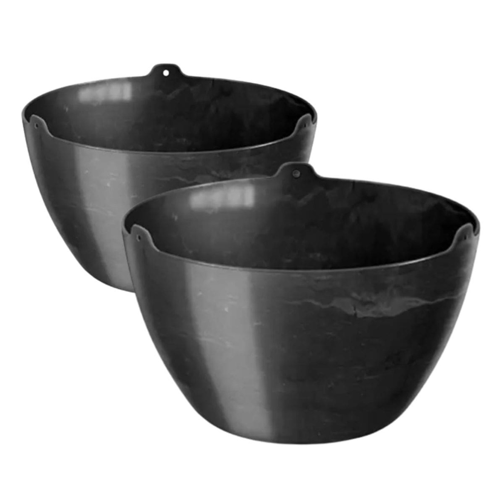 Kit 2 Vaso Cachepo Elegance 4 Litros Cuia 01 Preto Onix Cachepot De Plástico Para Plantas Pendentes  - Nutriplan