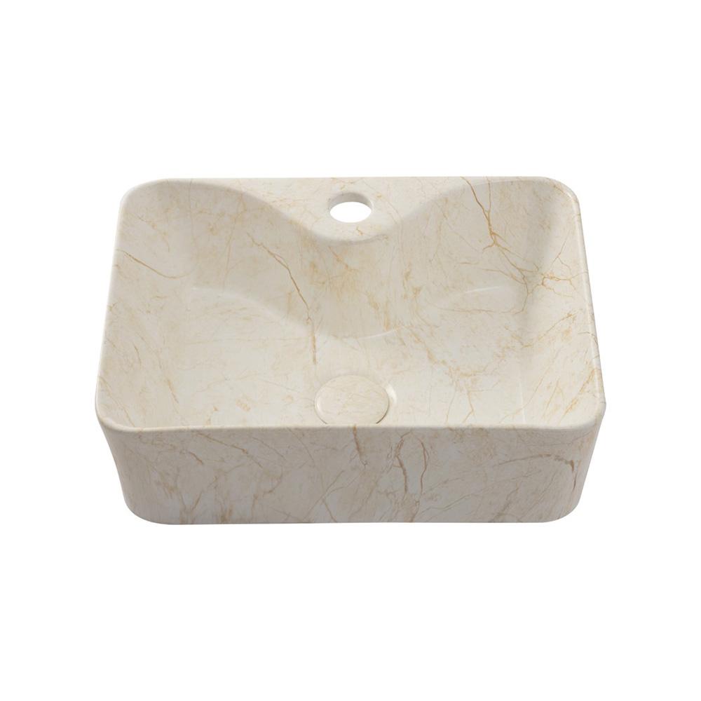Cuba De Apoio Para Banheiro Retangular Slim Louça Cerâmica 40 cm Cornalina Pingoo - Marmorizado Gold - Home & Living