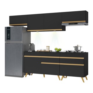 Cozinha Completa 5 peças com Leds MP2032 Veneza Up Multimóveis Preta