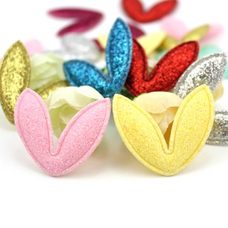 40Pcs 3,2cm Glitters Bunny Ear Padded Appliques Baby Headwear Feito A Mão Decoração Brilhante Artesanato De Bricolage Acessórios Para O Grampo De Cabelo