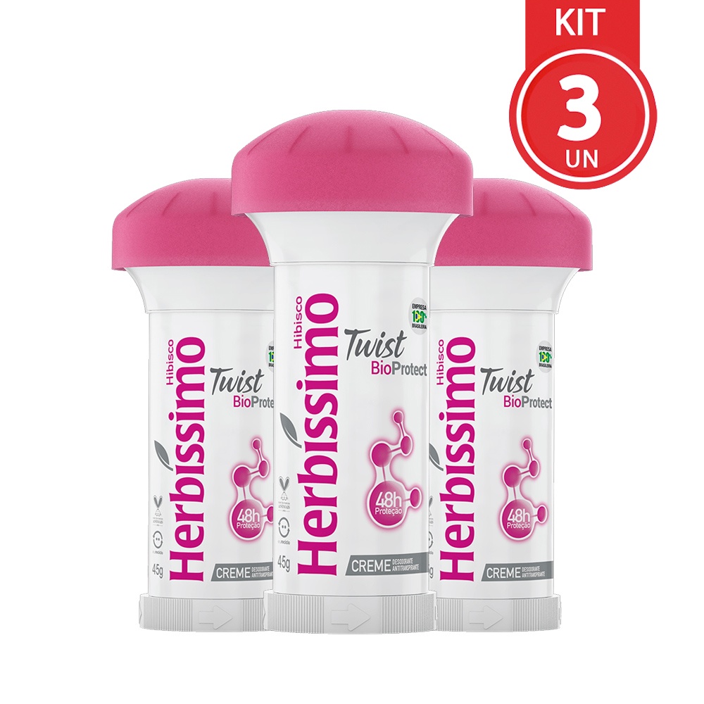 Kit 3un Herbíssimo Desodorante Creme Twist BioProtect 55g em Oferta na Shopee