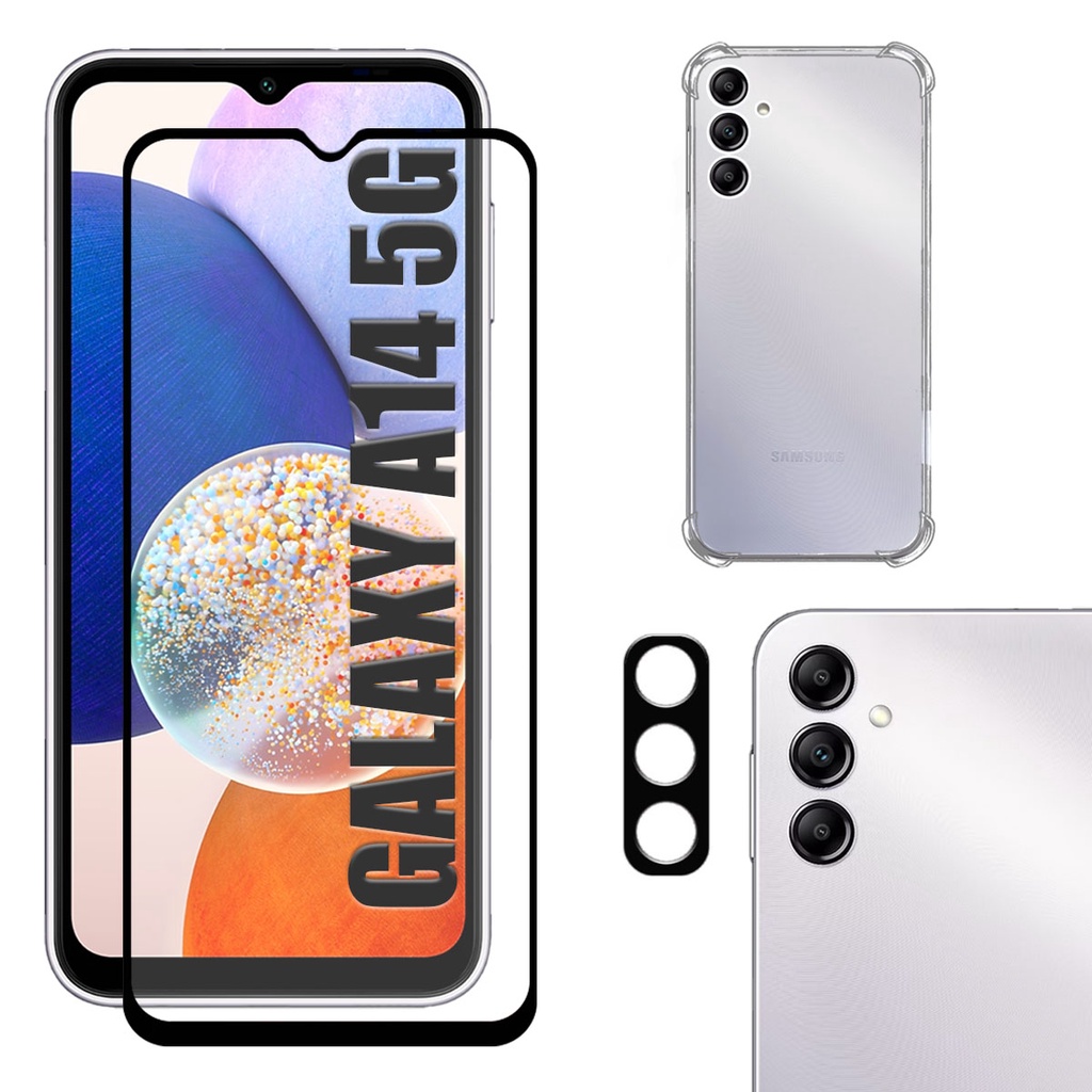 Kit Para Galaxy A14 5g - Película 3D + Capa TPU + Câmera 3D
