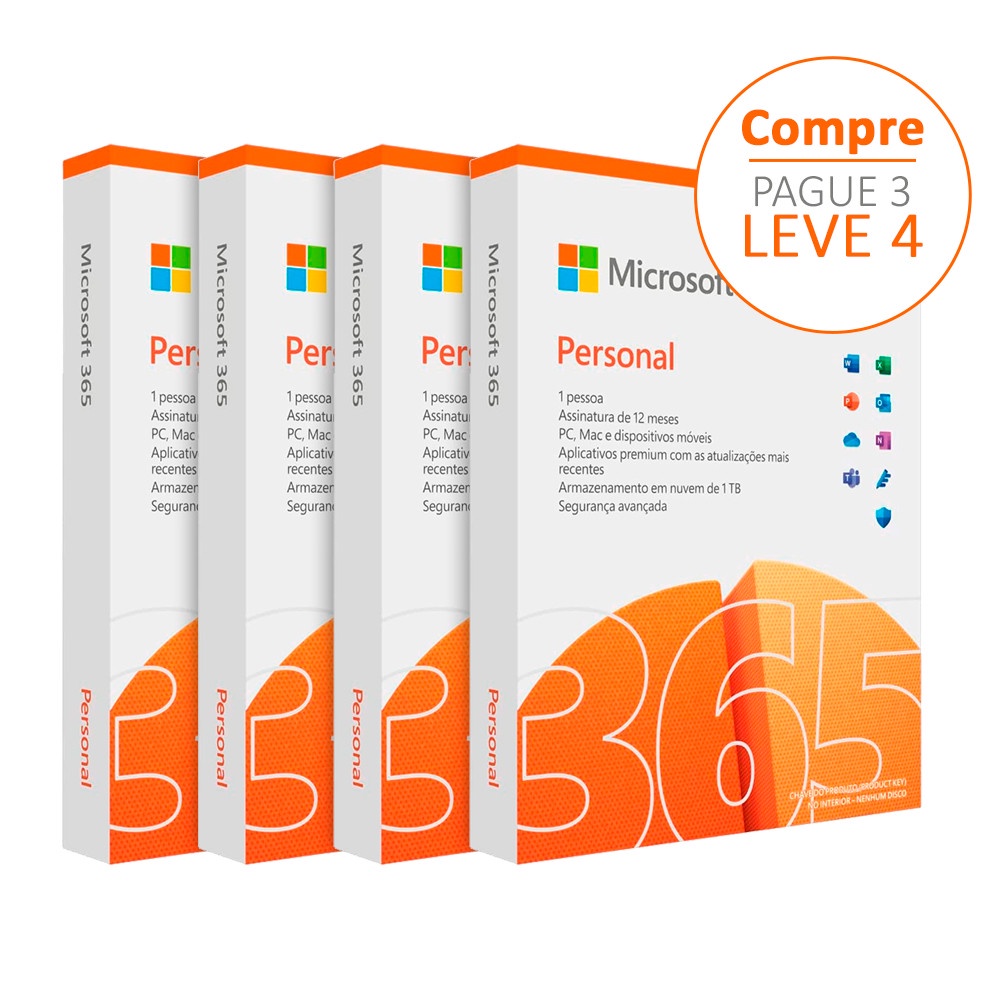 Microsoft Office 365 Personal MAC / PC (BOX) Pague 3 Leve 4