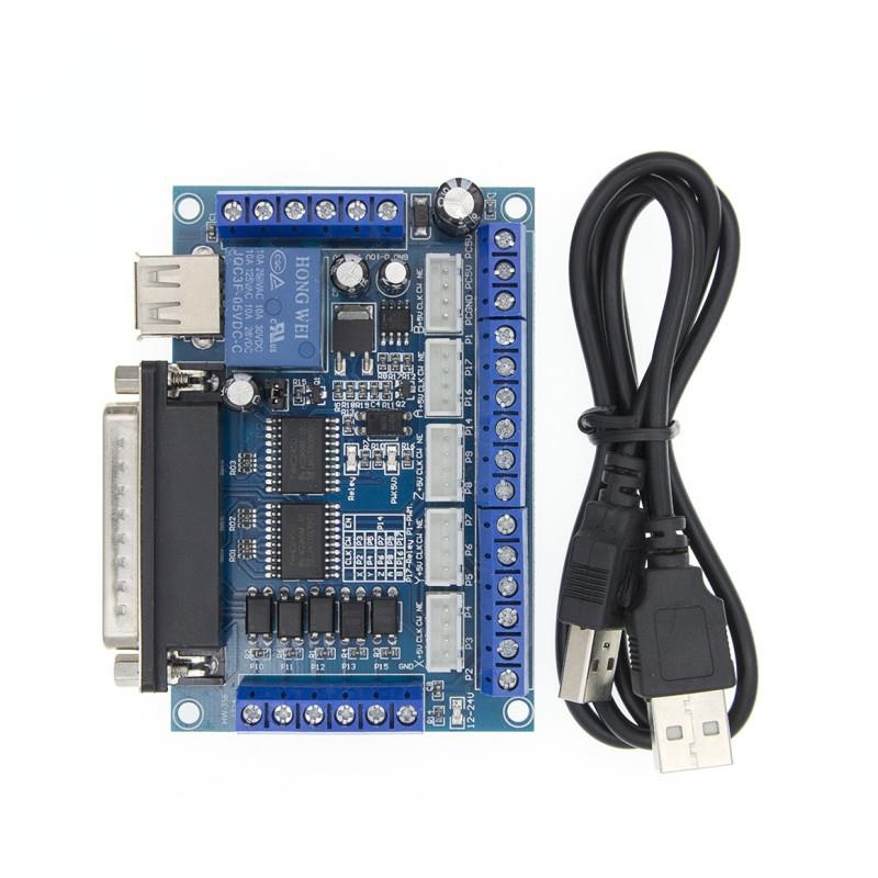 Placa De Interface MACH3 CNC 5 Eixos Com Adaptador Optoacoplador Driver Motor Passo-A-+ Cabo USB