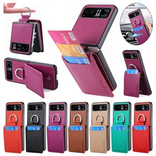 Para Motorola Razr 40/Ultra Ring Case Stand Carteira De Couro Magnético