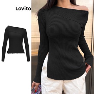 Lovito Camisola Elegante com Botão Assimétrico e Fenda para Mulheres L59ED002 (Damasco/Branco/Roxo/Preto)