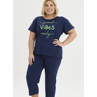 Conjunto Pijama Feminino Plus Size De Algodão - Conforto Supremo: Pijama Plus Size de Algodão para Noites de Sonho!