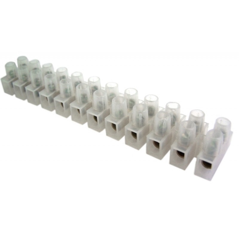 Pct 03 Barra Conector 16mm 50A Termoplástico Emenda P/ Fio Elétrico Chuveiro c/ 12 Polos