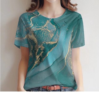 Camiseta De Verão Com Manga Curta De Pescoço Redondo Impressão De Tamanho Plus Para Mulheres
