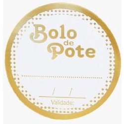 Etiqueta bolo de pote ouro com 50 unidades Ideia