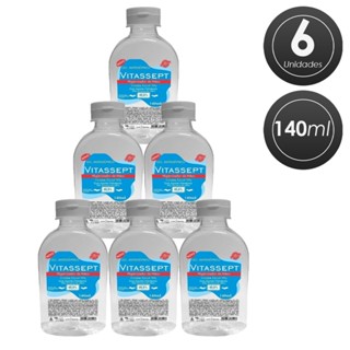 6 ALCOOL GEL ANTISSEPTICO PARA MAOS 70% 140 ML VITASSEPT KIT