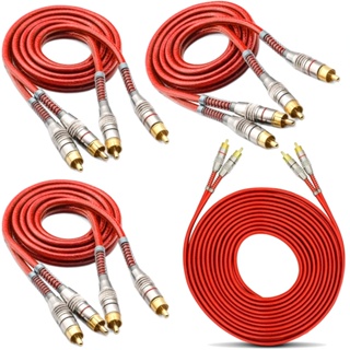 3 Cabos RCA 1 Metro + Cabo RCA 5 Metro Vermelho Dupla blindagem Conector banhado a ouro Proteção contra ruidos Automotivo Caixa Bob Paredão em Oferta na Shopee