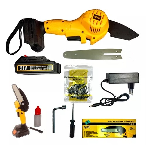 MINI MOTOSERRA ELETRICA 6" RECARREGAVEL 21V BIVOLT 6PÇS STARTOOLS