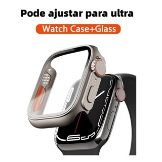 Novo capa case com vidro protetora para apple watch 45 44 41 40 42 38 pode ajustar para ultra 49 mm