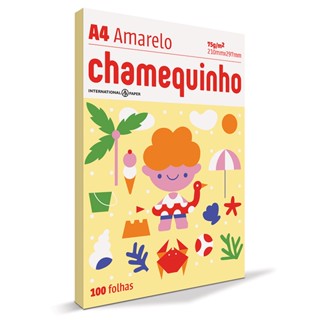 Papel sulfite A4 amarelo 210x297 com 100 fls Chamequinho
