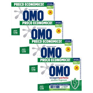 Kit 4 Lava-Roupas em Pó Omo Sanitiza & Higieniza 1,6kg em Oferta na Shopee