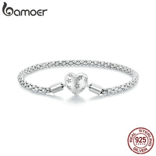 Bamoer Silver 925 Pulseira Básica Em Forma De Coração Fashion Jewellery for Women Gifts BSB135