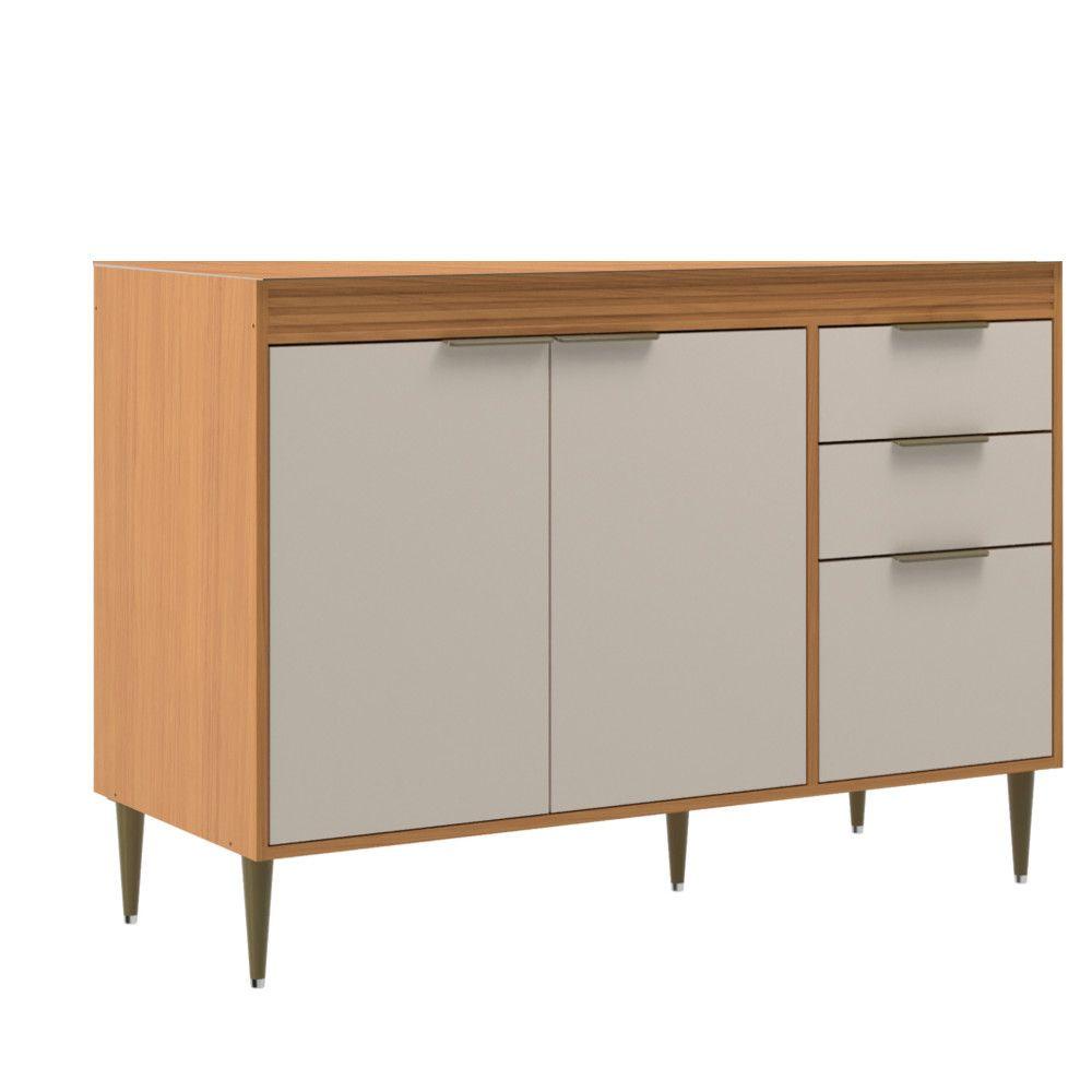 Balcão Móveis Sul 5307 Francini 120cm 2 Portas 3 Gavetas Sem Tampo em Oferta na Shopee