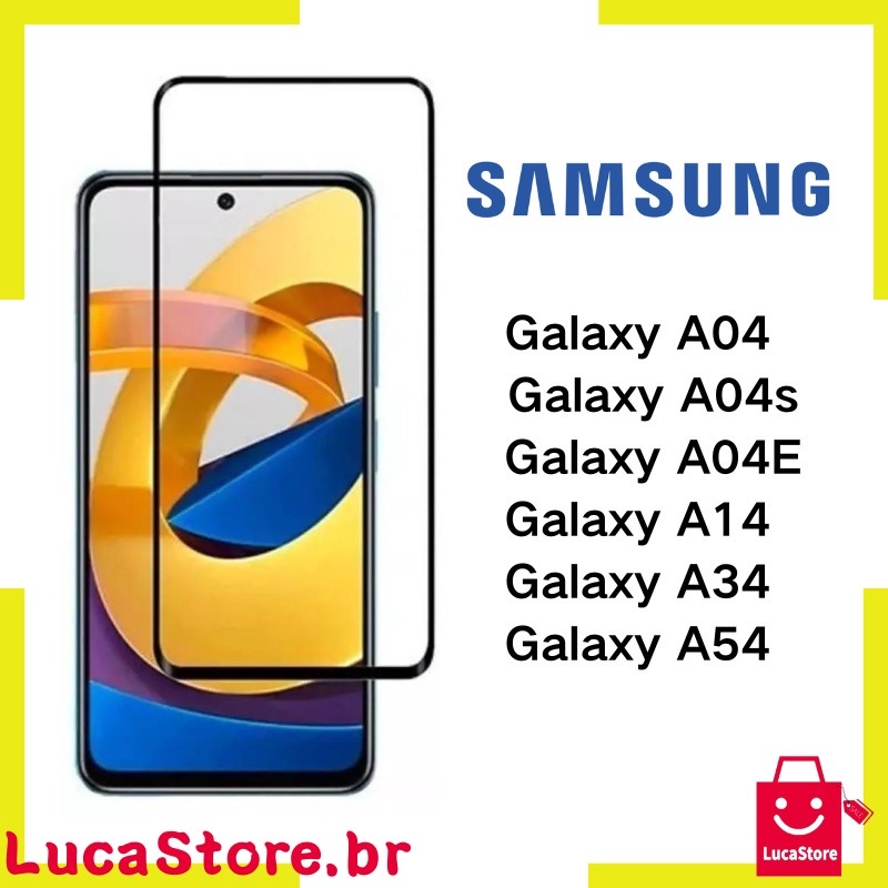 Película 3D 9D Vidro Temperado Anti Shock Para Samsung Galaxy A04 / A04s / A04E / A14 / A34 / A54 Cobre Toda Tela