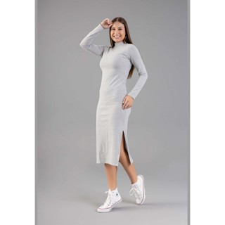 Vestido Adulto de Manga Longa em Ribana Canelada Just Basic