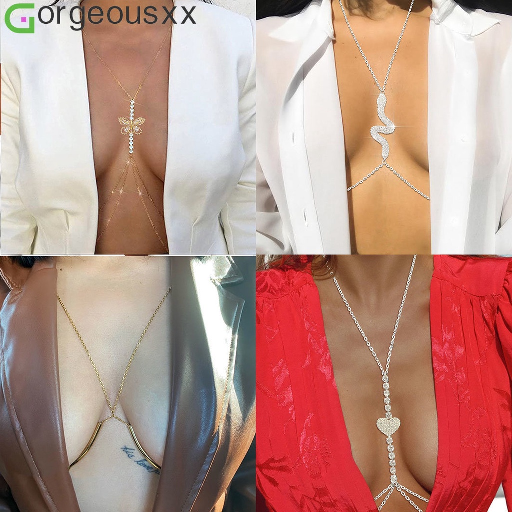 Cobra Borboleta Brilhante Sexy Amorosa Pingente Do Coração Corrente Peito Para Mulheres Correntes Corporais Delicadas Jóias Acessórios Festas De Verão em Oferta na Shopee