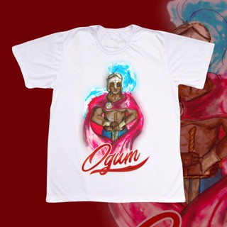 Camiseta Adulto - Ogum aquarela vermelho