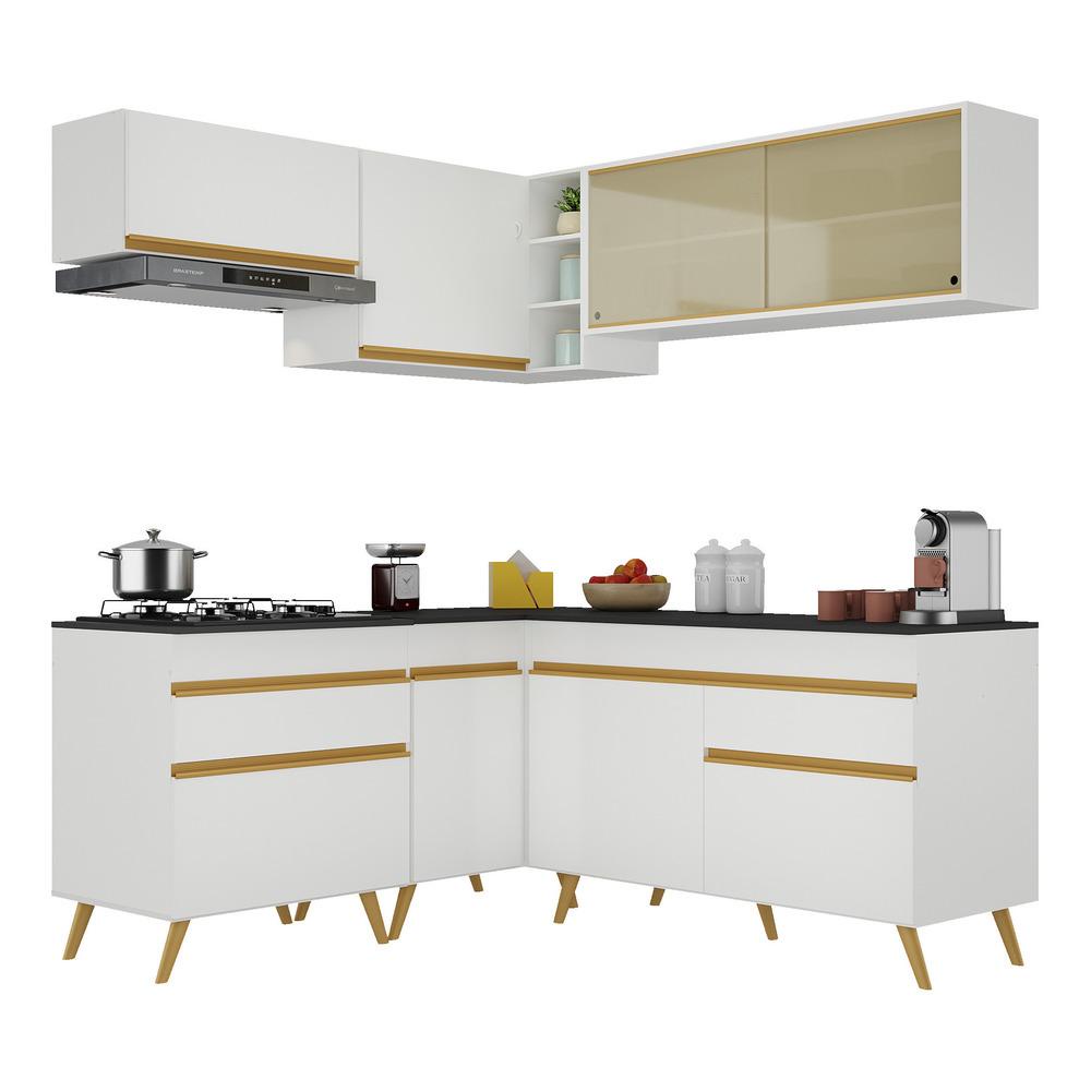 Cozinha Completa de Canto Veneza GW Multimóveis MP2062 com Armário e Balcão Branca em Oferta na Shopee