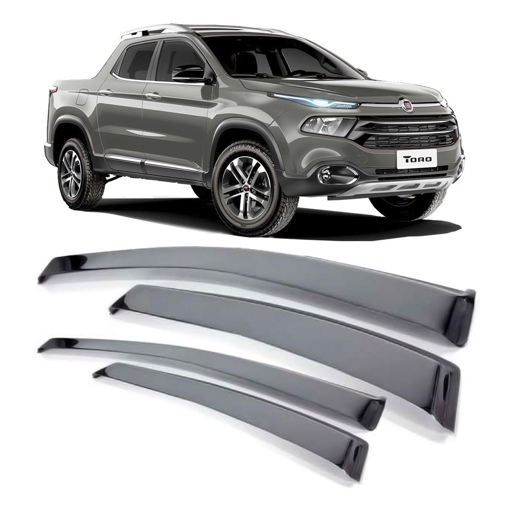 Calha De Chuva Defletor Fiat Toro 2016 A 2018 4 Portas Acrilico Fumê Tiger FT9928