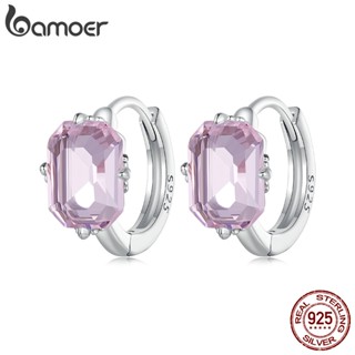 BAMOER 925 Brincos Em Zircônio Rosa Prata 925 Estilo Sofisticado Jóias De Moda Para Presentes