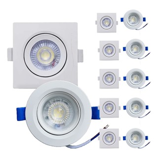 Kit 15 UN Luminária Spot Led 7w Redondo Quadrado Embutido Bivolt