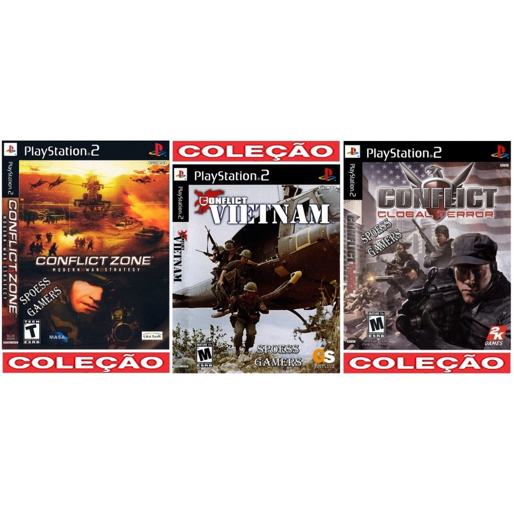 Conflict Global, Zone, Vietnam Ps2 Coleção (3 Dvds) Patch