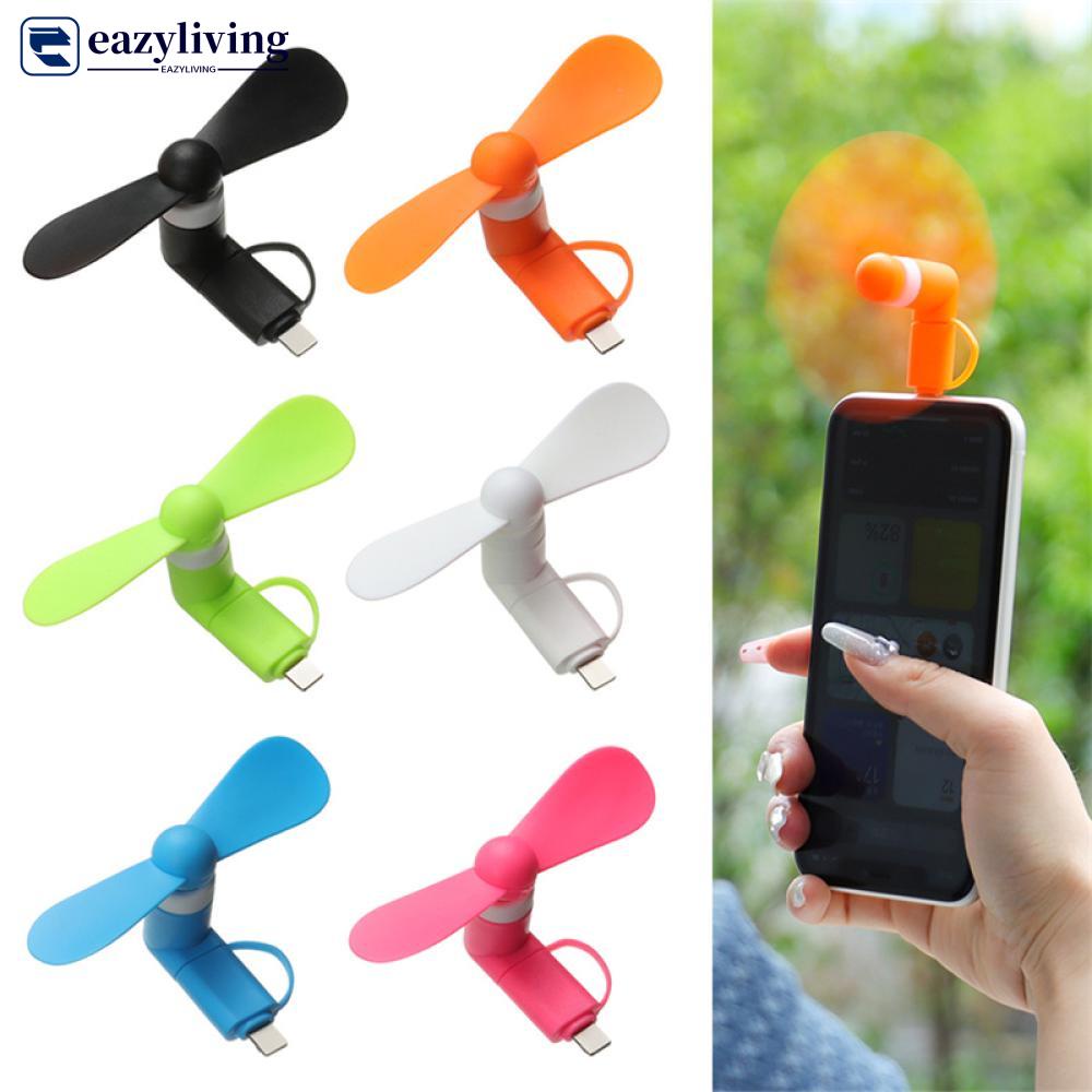 EAZYLIVING Ventilador De Telefone Portátil 2 Em 1 Mini Tipo C Pequeno Para Celular A2P6