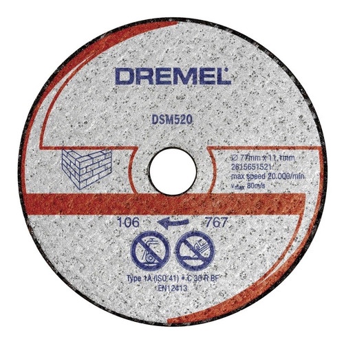 Disco De Corte P/ Alvenaria Dremel Saw Max Dsm520 C/3 Peças