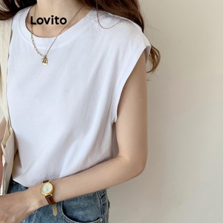 Lovito Casual Camiseta Feminina Lisa Básica LNE15041 (Branca)