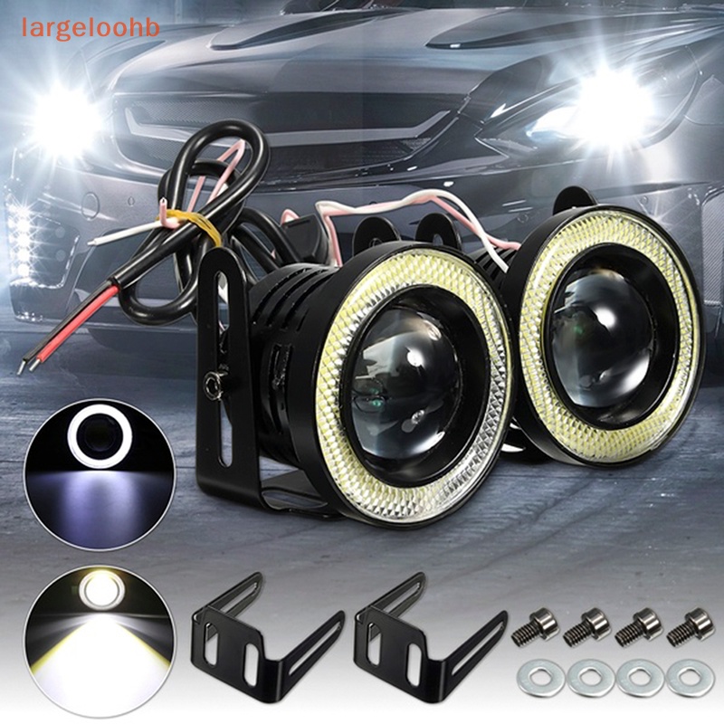 [largeloohb] 2.5'15w Carro Branco COB Projector LED Olhos De Anjo Anel Azul DRL Lâmpada De Nevoeiro