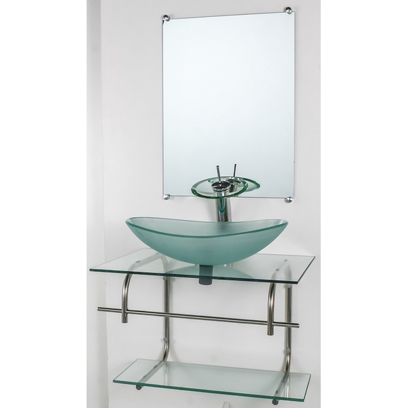 GABINETE DE VIDRO PARA BANHEIRO INOX 60CM CUBA OVAL INCOLOR