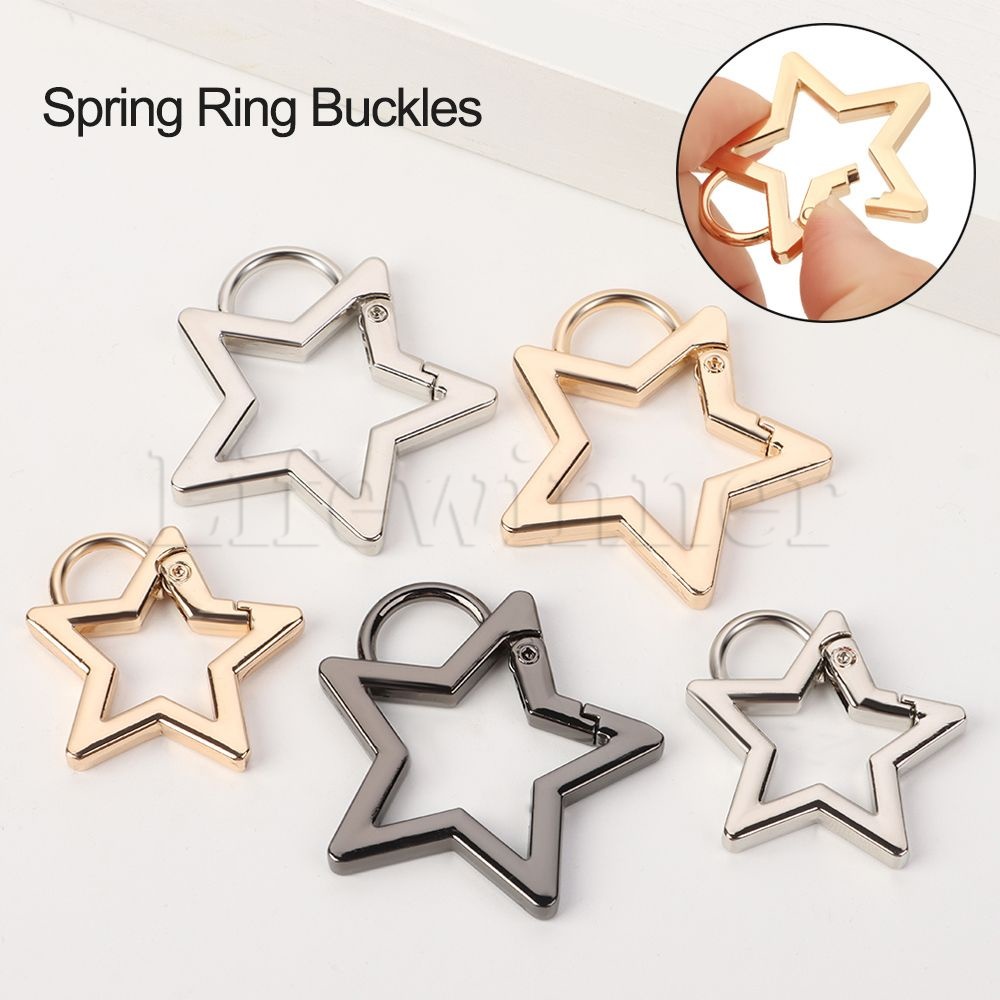 Mosquetão Esportivo Bolsa De Mão Fivela De Correia Conexão Estrela Fivelas De Mola Pentagrama Jóias De Bricolagem Acessórios 1Pc Ganchos Divididos De Acionamento Do Snap Hooks Criativo