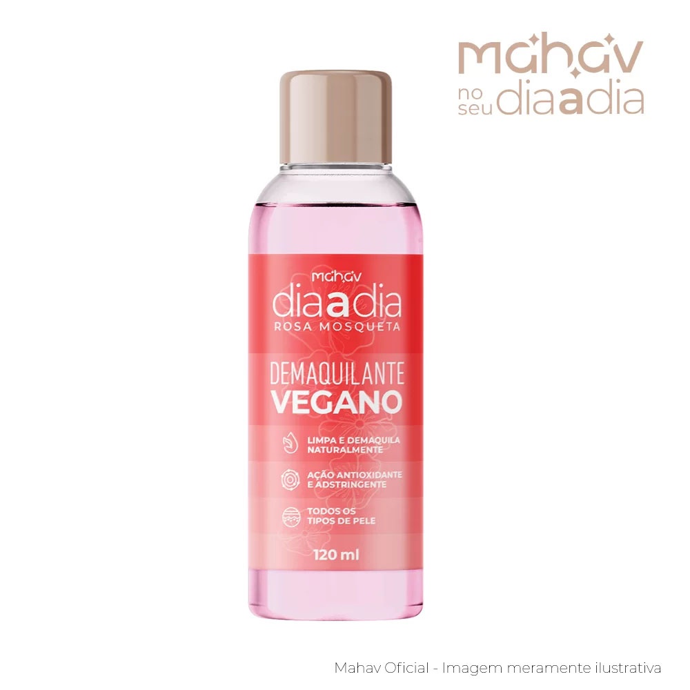 Demaquilante Vegano Rosa Mosqueta Dia a Dia Mahav 120 ml em Oferta na Shopee