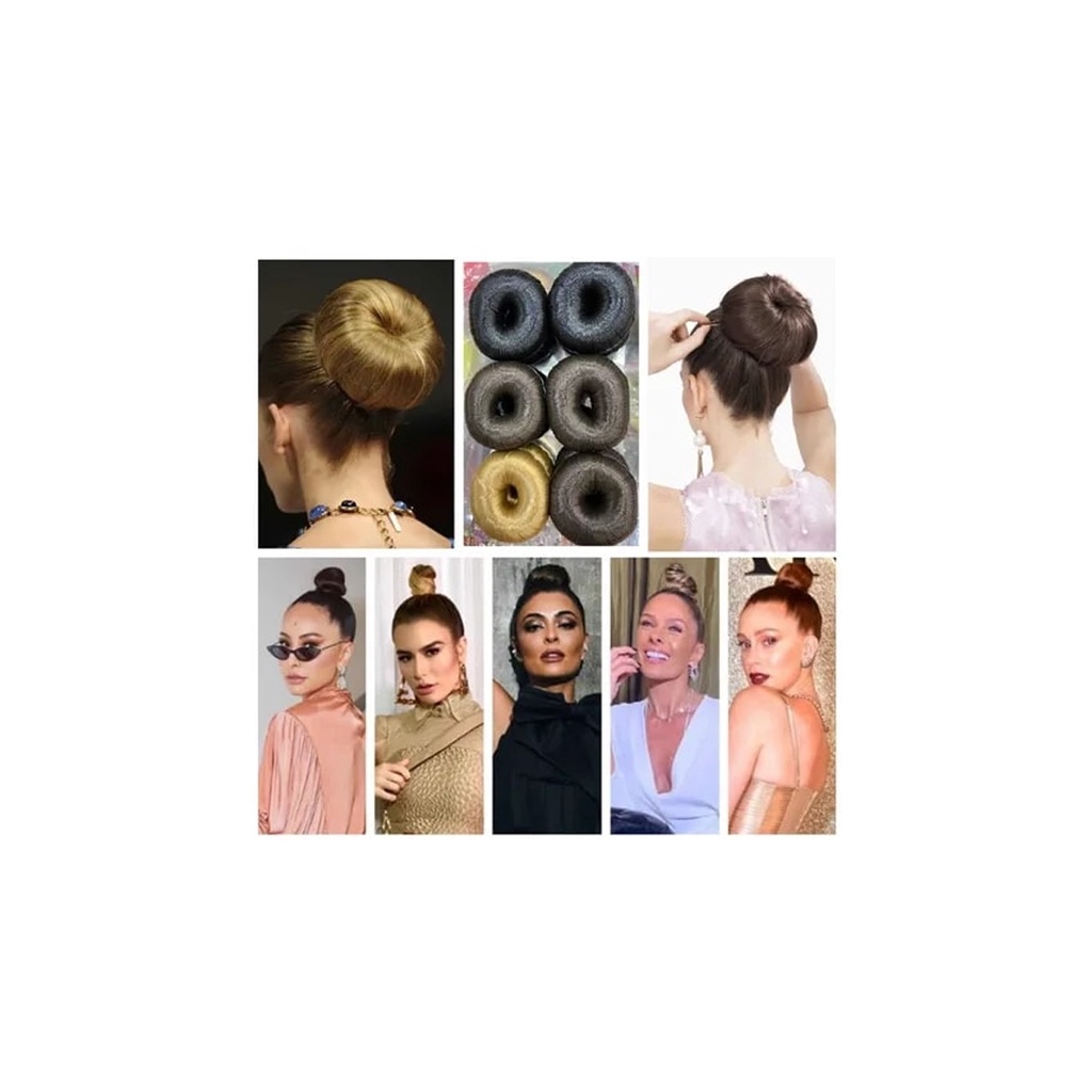 Kit 05 Donuts Rosquinha Anel Coque Penteado Dunets Famosos