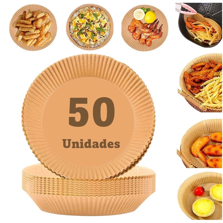 Kit 50 Forro Papel Airfryer Descartável Forma Antiaderente em Oferta na Shopee