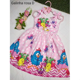 Vestido infantil Galinha Rosa Pintadinha Luxo ajustavel tematico festa aniversario em Oferta na Shopee