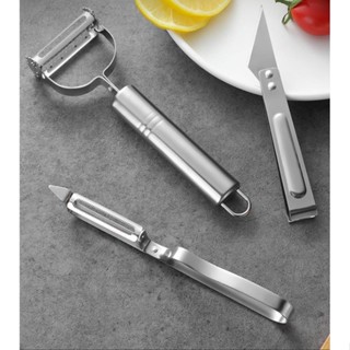 Kit 3 Fatiador Descascador Inox De Legumes Frutas Verduras