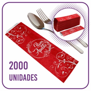 Saco para Talher - Vermelho B.A. - Papel Kraft Branco - 2000 Unidades em Oferta na Shopee