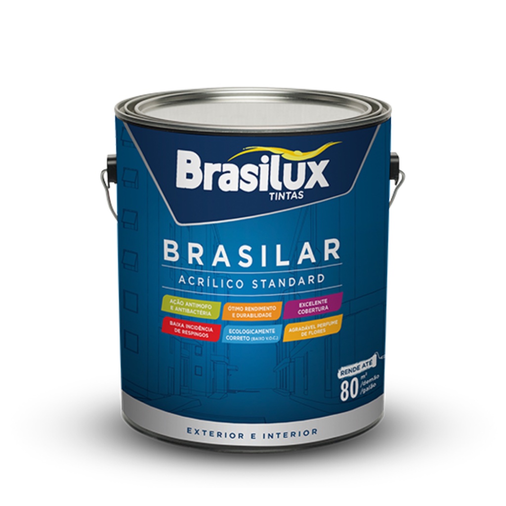 Tinta Parede Acrílica Fosca Antimofo 3,6L Brasilux Standard em Oferta na Shopee