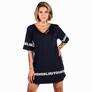 Vestido Camiseta Trend Esportivo Estampado Moda Rock em Oferta na Shopee