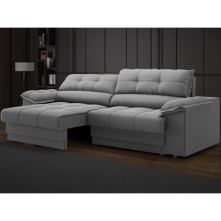 Sofá com Carregador USB Retrátil Reclinável Mimo 2,30m Velosuede Grafite - NETSOFAS em Oferta na Shopee