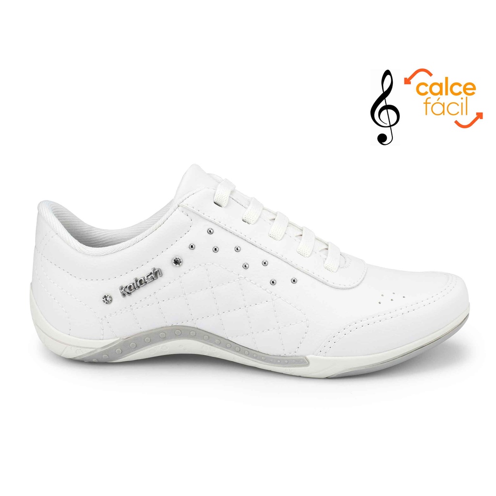 Tênis Kolosh Feminino Branco Casual Slip On C1296 Confortável Elástico, Matelassê e Design Moderno