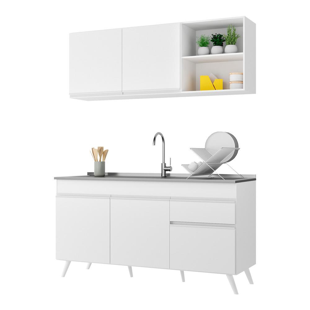 Armário de Cozinha Compacta Veneza Multimóveis MP2079.891 Branco em Oferta na Shopee